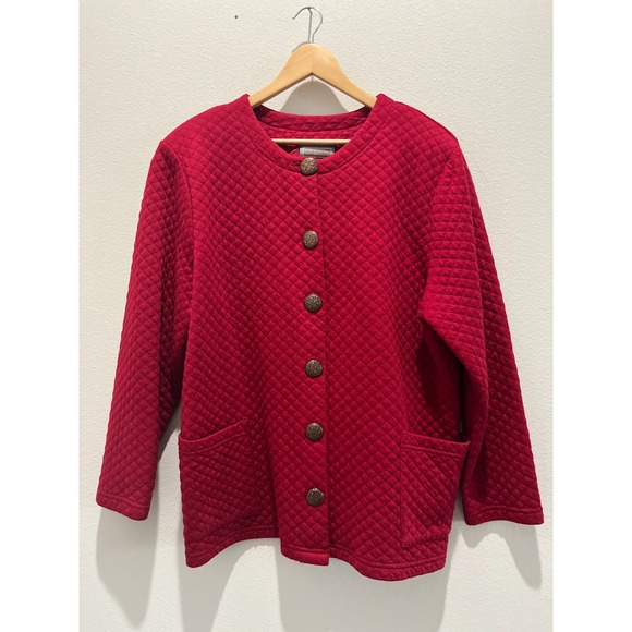 Liz Baker Quilted Jacket Women's 20W Red Button Front Pockets Buttons Winter - Picture 1 of 4